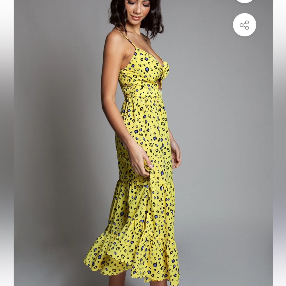Jade Sky Yellow Black Leopard Animal Print Maxi Dress (Size M) - Picture 3 of 11